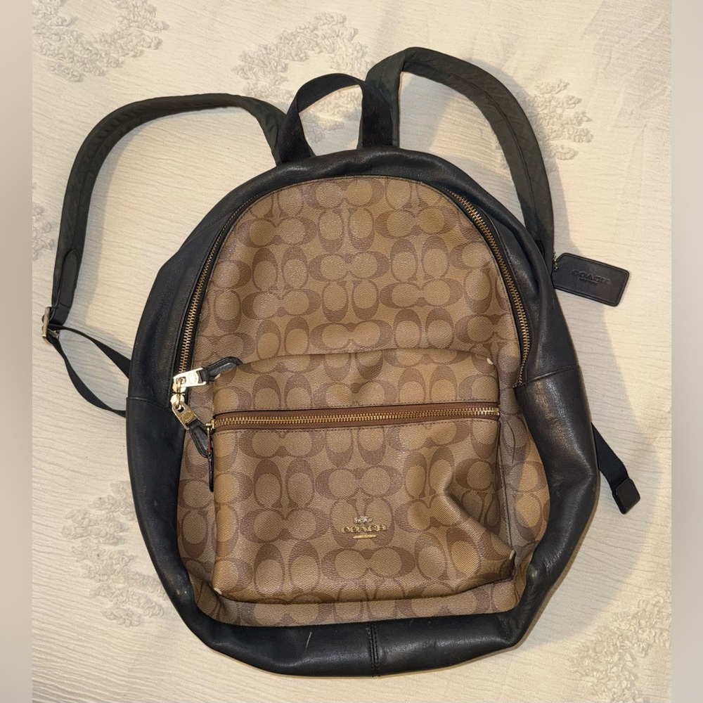 Coach Signature Brown and Black Backpack